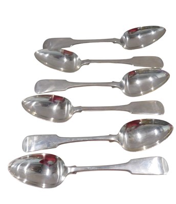 Lot 891 - A set of six George III silver Fiddle pattern...