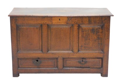 Lot 1019 - A late 17thC/early 18thC oak mule chest, the...