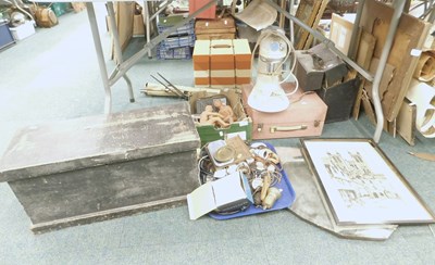 Lot 2246 - A black painted pine toolbox, together with a...