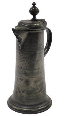 Lot 396 - A 19thC German flagon, with domed hinged lid...