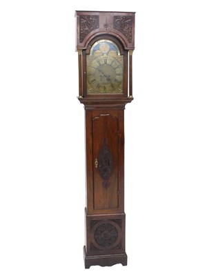 Lot 931 - A longcase clock, the late 18thC arched brass...