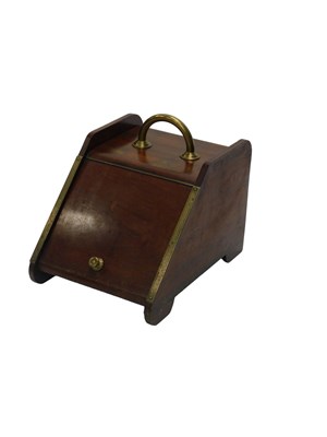 Lot 934 - A late 19thC walnut and brass coal...