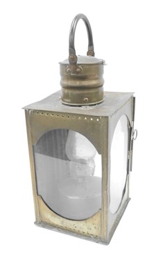 Lot 904a - A brass ship's lantern, with three glazed...