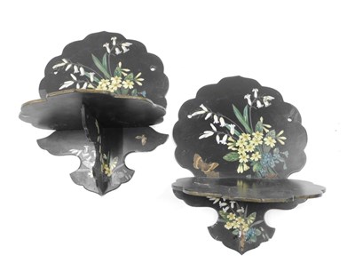 Lot 907a - A pair of Victorian ebonised and papier mache...