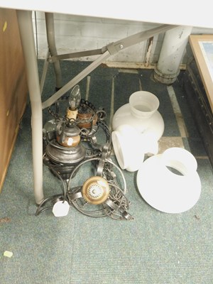 Lot 2254 - Two metal and wood electric hanging ceiling...