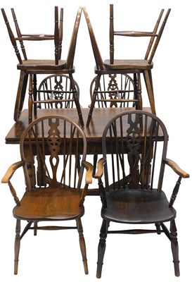 Lot 1037 - An oak extending refectory type table, in...