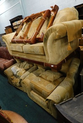 Lot 1716 - A Continental three piece suite, decorated...