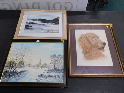 Lot 2284 - An oil on board with scene of an English...