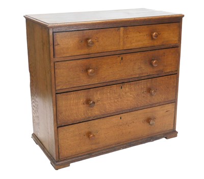 Lot 965 - A Victorian oak chest of drawers, the top with...