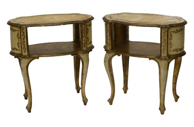 Lot 977 - A pair of early 20thC Italian cream and gilt...