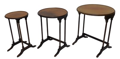 Lot 982 - A nest of three Edwardian mahogany and chequer...