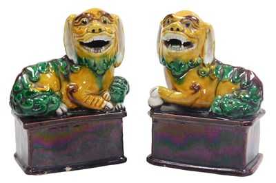 Lot 49 - A pair of late 20thC Chinese sancai glazed...
