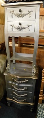 Lot 1714 - A silvered narrow chest of four drawers,...