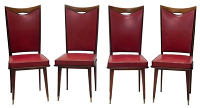 Lot 1042 - A set of four French beech Art Deco dining...
