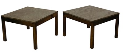 Lot 1043 - A pair of brass low tables, each with a square...
