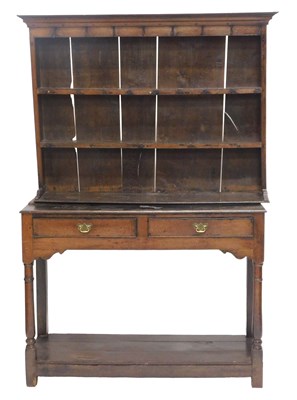 Lot 1053 - A late 18thC/early 19thC oak dresser, the...