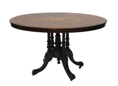Lot 1010 - A Victorian walnut and parquetry oval...