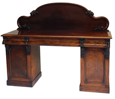 Lot 1014 - An early Victorian mahogany pedestal sideboard,...