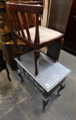 Lot 1570 - A blue metallic painted side table, together...