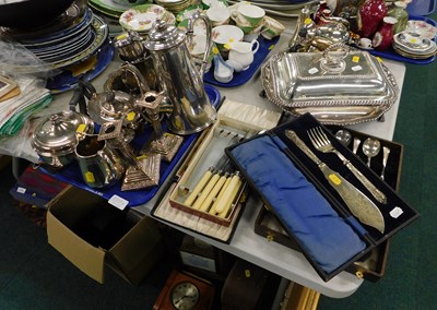 Lot 2139A - Plated wares, to include coffee pot, pair of...