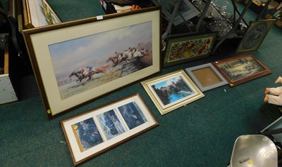 Lot 2143A - Pictures and prints, to include horse racing,...