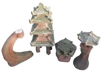 Lot 1086 - A Oriental style red painted pergola garden...