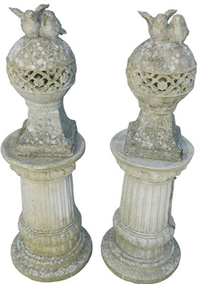 Lot 1088 - A pair of cylindrical composition columns,...