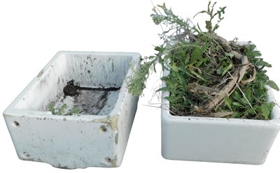 Lot 1090 - Two white glazed Belfast sinks, 62cm and 60cm...