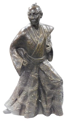 Lot 14 - A 20thC Japanese bronze figure of a Samurai...