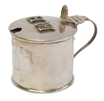 Lot 56 - An Edward VII drum shaped silver mustard pot,...