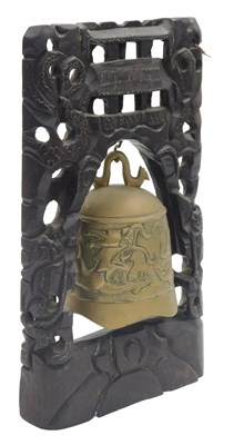 Lot 84 - A 20thC Chinese bronze temple bell, embossed...