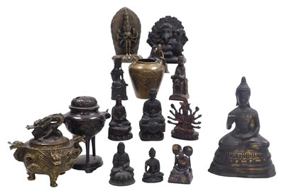 Lot 95 - A group of bronze and metal figures of...