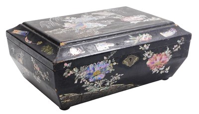Lot 13 - A Japanese Meiji period black lacquer work box,...