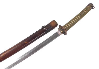 Lot 1 - A WWII period Japanese katana, with a curved...