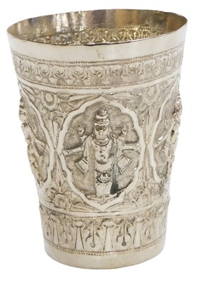 Lot 127 - An early 20thC Anglo Indian beaker, embossed...