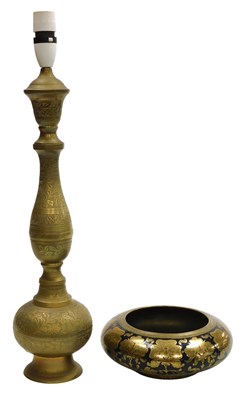 Lot 139 - An early 20thC Indian brass and niello bowl,...