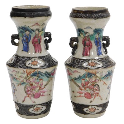 Lot 141 - A pair of 19thC Chinese Qing dynasty crackle...