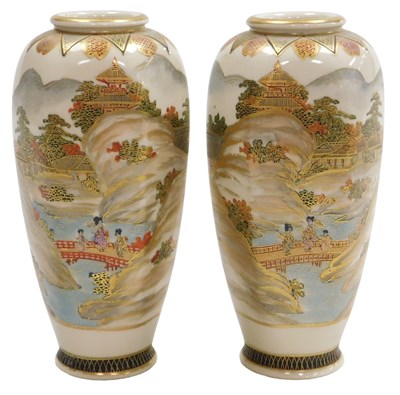 Lot 153 - A pair of Japanese Meiji period Satsuma vases,...