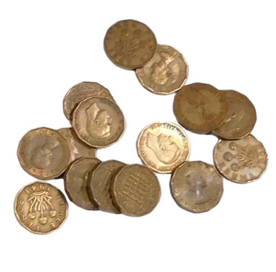 Lot 628a - A small group of threepence pieces.