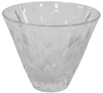 Lot 175 - A late 20thC heavy cut glass vase, of tapering...