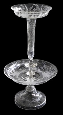 Lot 198 - A Victorian cut glass centrepiece, with etched...