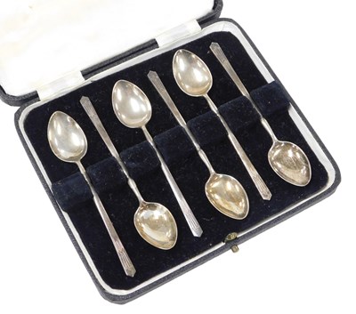 Lot 239 - A set of six George V silver coffee spoons,...