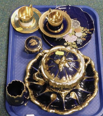 Lot 2066a - A quantity of Limoges dark blue and gilded...