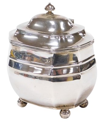 Lot 251 - A George V silver tea caddy, of bombe form,...