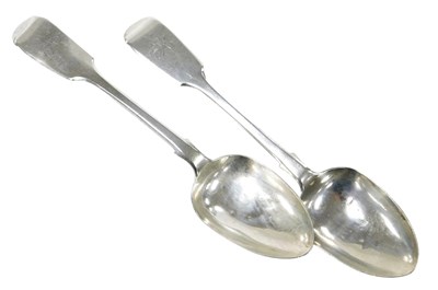 Lot 260 - A pair of Victorian silver Fiddle pattern...