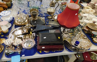 Lot 2140A - Housewares and plated ware to include trays,...