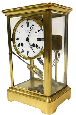 Lot 212 - A late 19thC French brass cased fourglass...