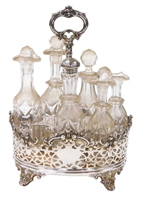 Lot 271 - A Victorian silver cruet stand, with a pierced...