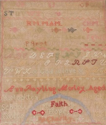 Lot 277 - A Victorian sampler, by Ann Payling Morley,...