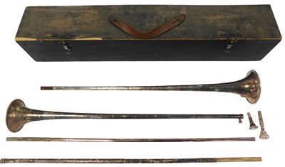 Lot 288 - Two silver plated hunting horns, one by Hikeat...